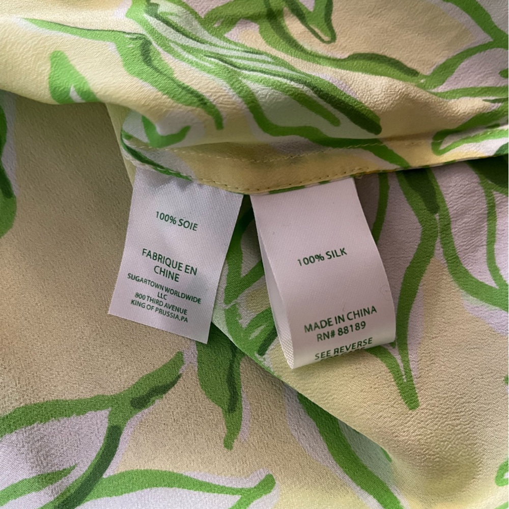 Women’s Lilly Pulitzer Elsa yellow silk top. Limoncello sunbelievable. Medium - Picture 6 of 14